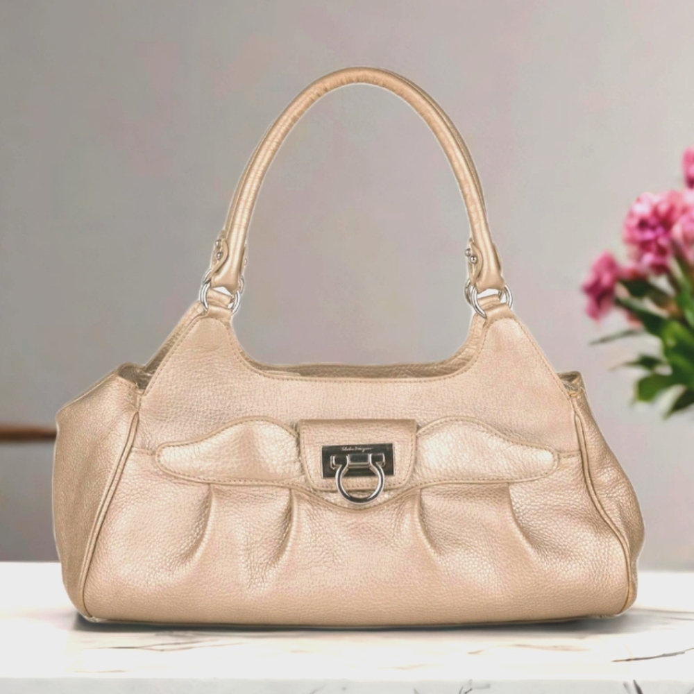 Salvatore Ferragamo Champagne Gold Shoulder Bag